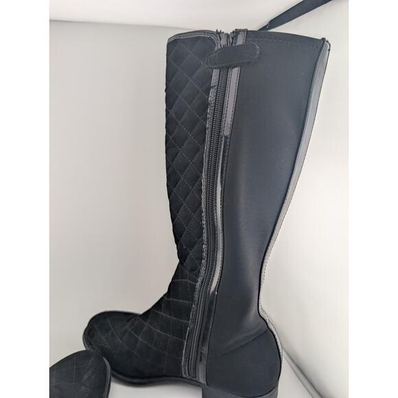 Stuart Weitzman Girls Size 3 Black Riding Boots Quilted 14" Knee High - Picture 8 of 11